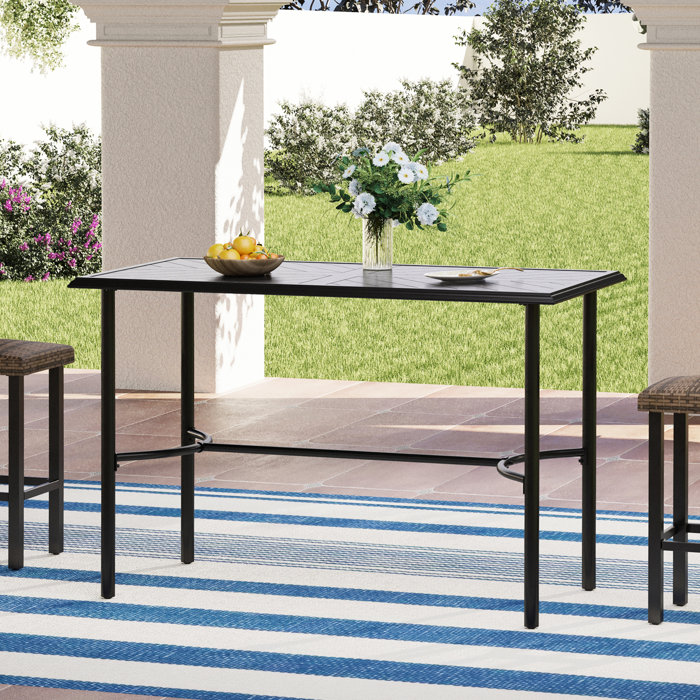 Lark Manor Alyne Metal Outdoor Bar Table & Reviews Wayfair
